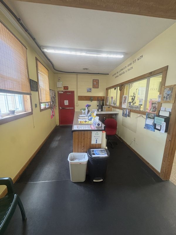 Entrance and community bulletin board